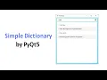 PyQt5 Programs A Simple Dictionary