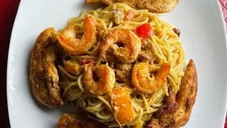 Chicken And Shrimp Carbonara Olive Gardens Copycat