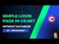 Create Simple Login Page In C net Without Database