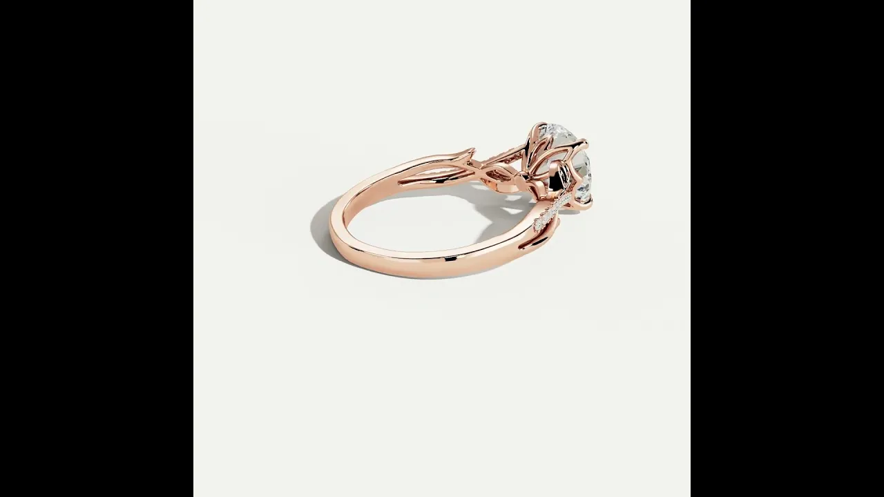 Caroline丨Round Cut Leaf-Inspired Intertwined Pavé Engagement Ring