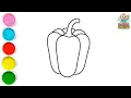 Capsicum Coloring for Kids Bell Pepper Drawing and Coloring Vegetable Coloring