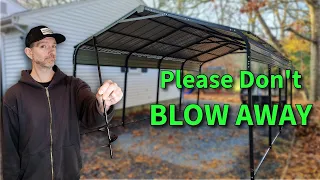 Anchoring My Cheap Metal Carport with Auger Anchors Quick Easy