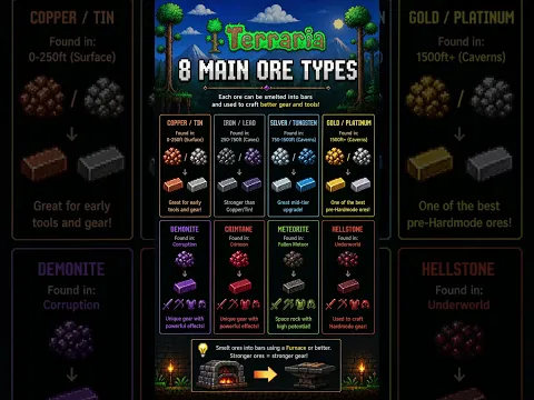 All 12 Pre-Hardmode Ores in Terraria Explained! ⛏️ #terraria #guide #gaming