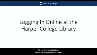 Logging In Online at the Harper College Library
