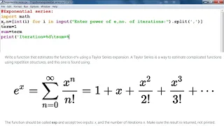 Python program to evaluate exponential series