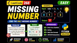 LeetCode 268 Missing Number Easy Best Python Solution DSA Interview Question VK Coder