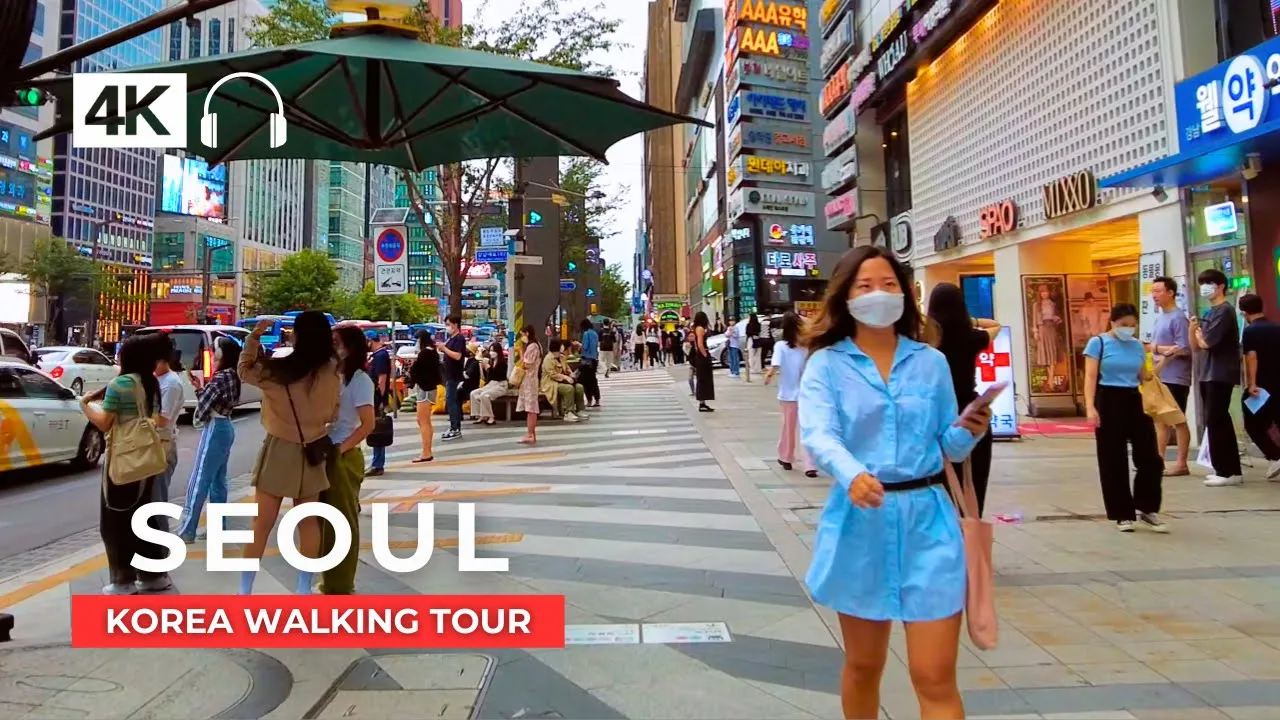 [4K] Walking in Gangnam on Friday Evening Seoul Korea Tour