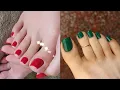 Simple yet elegant shiny toe nail art colors pedicure design ideas collection for beginners to shine