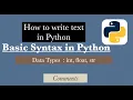 Basic Syntax of Python