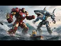 Download Lagu Mecha Shark vs Hulkbuster Iron Man – Minion in the Middle of Chaos! - Brainrot Italian