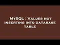 MySQL Values not inserting into database table