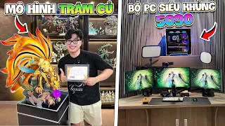 BI HUỲNH REVIEW GÓC LÀM VIỆC MỚI VỚI BỘ PC 5090 VÀ UNBOX MÔ HÌNH TRĂM CỦ