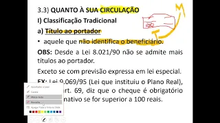 Títulos de Crédito - Classificação e Características: Prof. Thiago Mendes