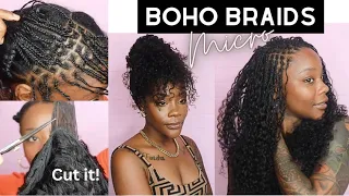 I CUT MY 24 WIG UP EXTRA SMALL KNOTLESS USING ONLY HUMAN HAIR BOHO GODDESS BRAIDS