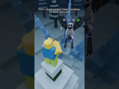 POV: Noob tames Deer,Owl,Ram to save dino kid #99nightintheforest #roblox