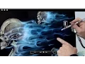 How to Airbursh Real Fire Skulls - Realistic Blue Flames