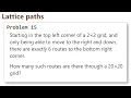 Project Euler Problem 15 analysis