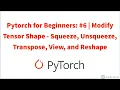 Pytorch for Beginners Modify Tensor Shape - Squeeze Unsqueeze Transpose View and Reshape