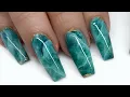 Crystal Nail Tutorial Jade Nail Art really green fluorite with Gel Polish Marble Nails