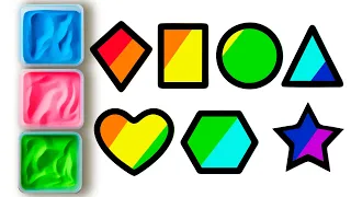 Sand painting, drawing and coloring Shapes | Childrens fun learning shapes