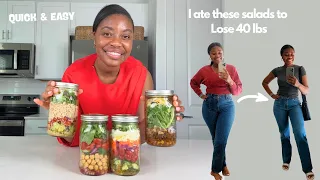 I Ate These Salads to Lose 40 lbs | 4 Quick & Easy Meal Prep Lunches