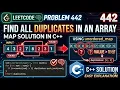 LeetCode 442 Find All Duplicates in an Array Map Solution in C