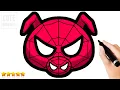 HOW TO DRAW SPIDERMAN FACE SPIDER HAM