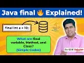 Final Keyword in Java Final Variable Method Class with Examples