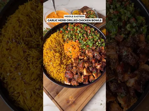 TASTIEST Garlic Herb Grilled Chicken Bowls🍗🍚🧄🥗 ONLY 650 Calories 52g Protein