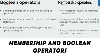 Membership and Boolean Operators Python Programming for Beginners