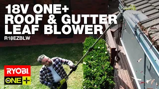 RYOBI 18V ONE Roof and Gutter Leaf Blower R18EZBLW in action