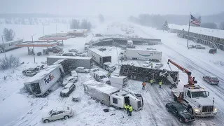 California in Chaos Massive Snowstorm Freezes Highway Led to Pileup Accidents at I-80 Donner Pass