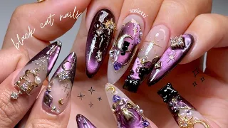 Doing Celestial Black Cat Nails for Spooky Season πββ¬π€β¨