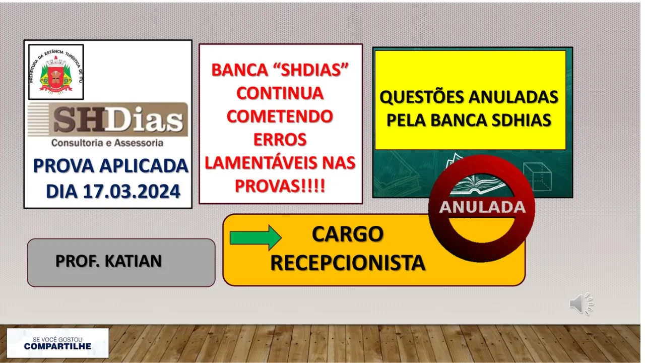SHDIAS cometendo erros lamentáveis nas provas de Concursos Públicos!!!!
