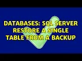 Databases SQL Server Restore a SINGLE table from a backup 3 Solutions