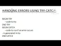 Error Handling in SQL