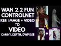 NEW Wan 2 2 Fun ControlNet in ComfyUI - Canny Depth Pose With Reference Image and -to-