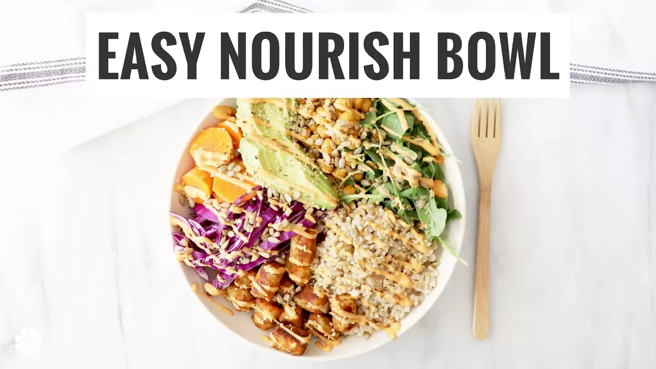 Plant-Powered Nourish Bowl With Carrot Puffs   Quick, Easy, Healthy   Healthy Grocery Girl