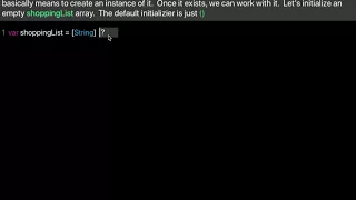 Learn Swift Initialize an empty array Chapter 5 Lesson 2