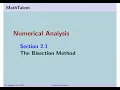 MathTalent Numerical Analysis Sec 2 1 The Bisection Method Interval-Halving Method