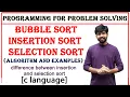 insertion sort selection sort bubble sort algorithm and examples pps c language