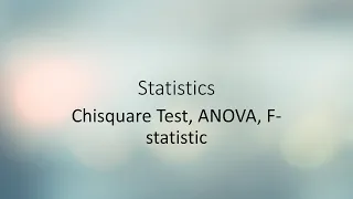 Chisquare Test ANOVA and F-statistic - Python implementation