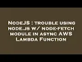 NodeJS trouble using node js w node-fetch module in async AWS Lambda Function