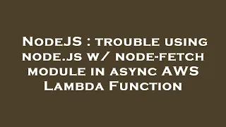 NodeJS trouble using node js w node-fetch module in async AWS Lambda Function
