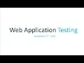 Webinar Web Application Testing
