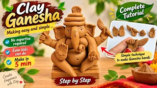 Premitive Technique To Make Perfect Hands For Ganpati At Home🙏🥥💕Ganesha Hands making With Clay Easy