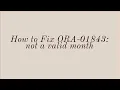 How to Fix ORA-01843 not a valid month