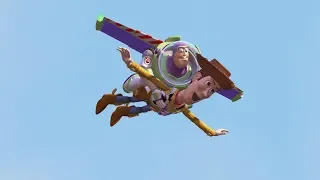 toy story 1995 woody u0026 buzz use sids rocket to fly