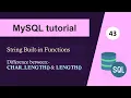 MySQL Tutorial for Beginners in Hindi CHAR - LENGTH and LENGTH Functions IN SQL