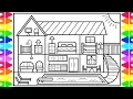 How to Draw a Big House with a Swimming Pool Big House with a Swimming Pool Coloring Page